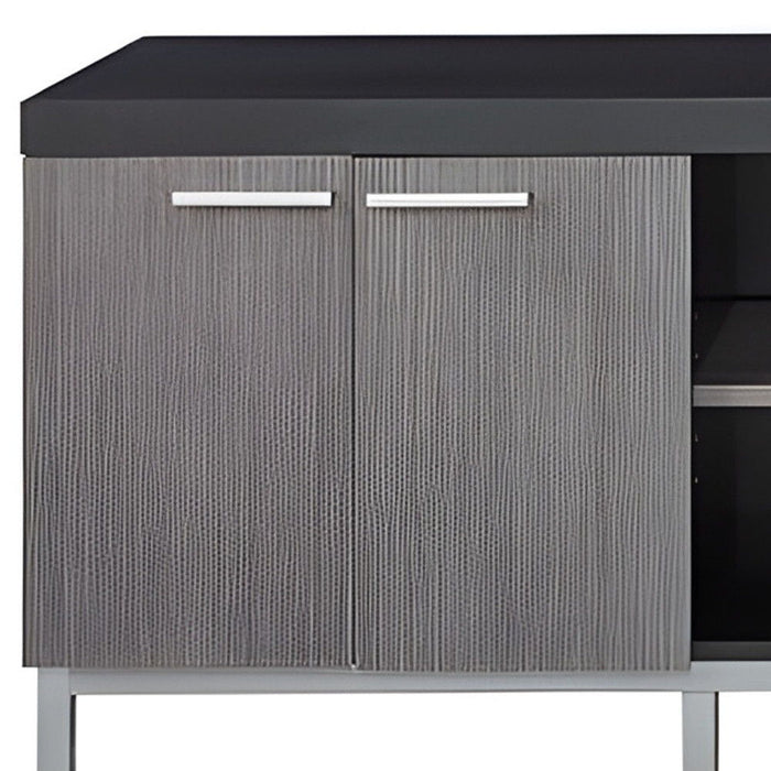 Cabinet Enclosed, Storage TV Stand - Black / Gray