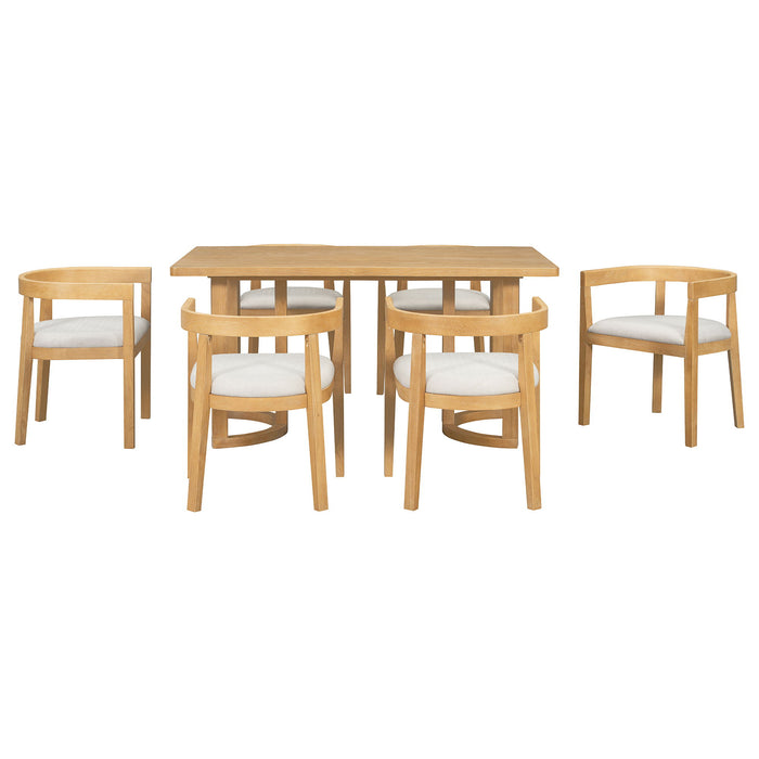 Rectangular Dining Table Set For 6 With Upholstered Barrel Back Chairs Hearth and Haven