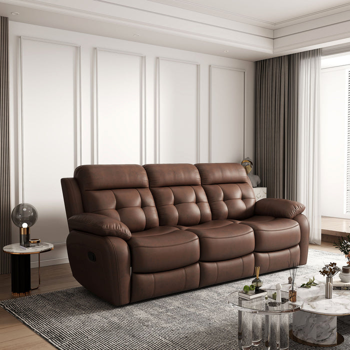 Genuine Non Power Reclining Sofa With Drop Down Table, Stainless Steel Cupholders And Magazine Bag