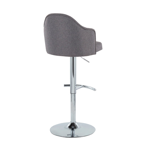 Ahoy - Contemporary Adjustable Barstool With Swivel With Rounded T Footrest (Set of 2) - Gray - Fabric Lumi Source