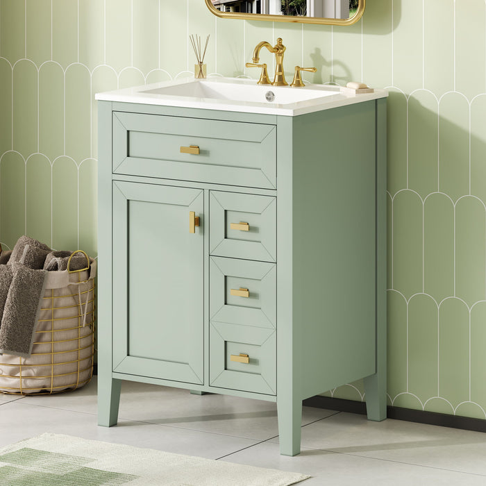 Bathroom Vanity With Sink, 3 Drawers & Cabinet With 2 Tier Door Storage Rack, Soft Close Doors & Drawers Hearth and Haven