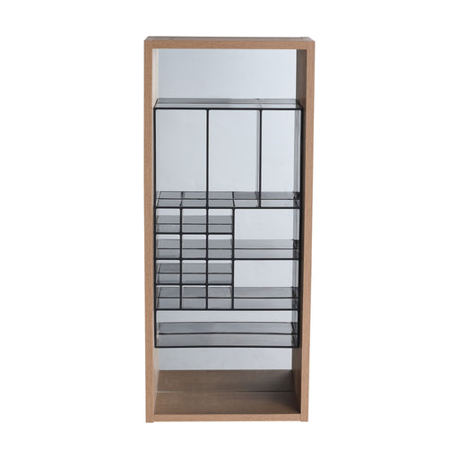12" Wall Mounted Mirror Cabinet With Storage - Imitative Oak Home Essentials