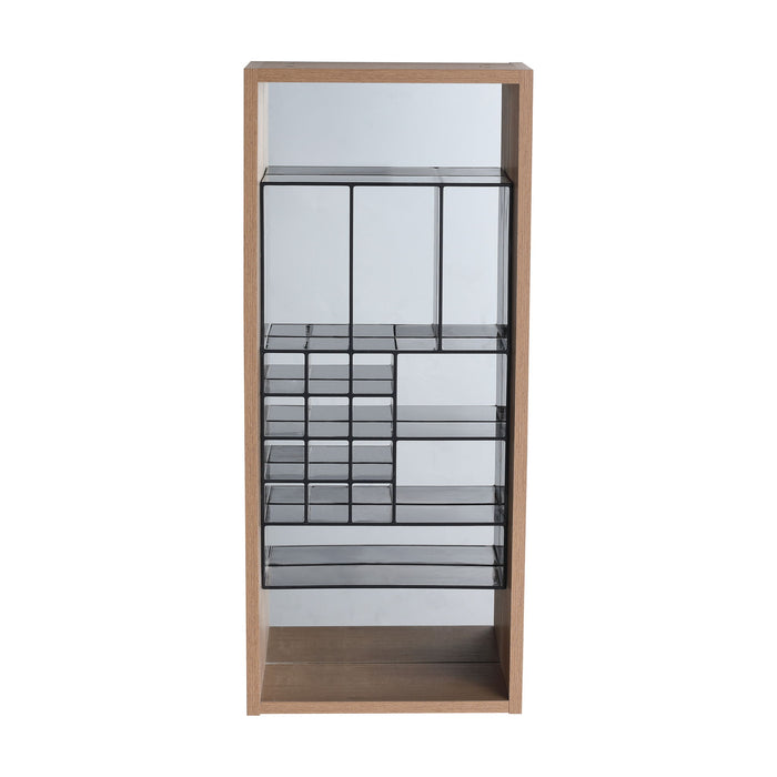 12" Wall Mounted Mirror Cabinet With Storage - Imitative Oak Home Essentials