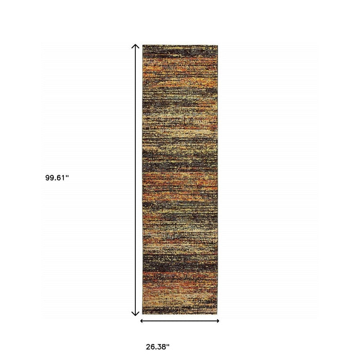 2' x 8' Abstract Runner Rug - Gold And Slate