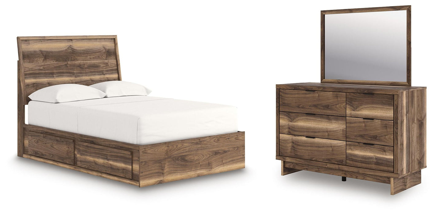 Chirason - 3 Pc. - Full Panel Storage Bed, Dresser And Mirror - Brown Signature Design by Ashley®
