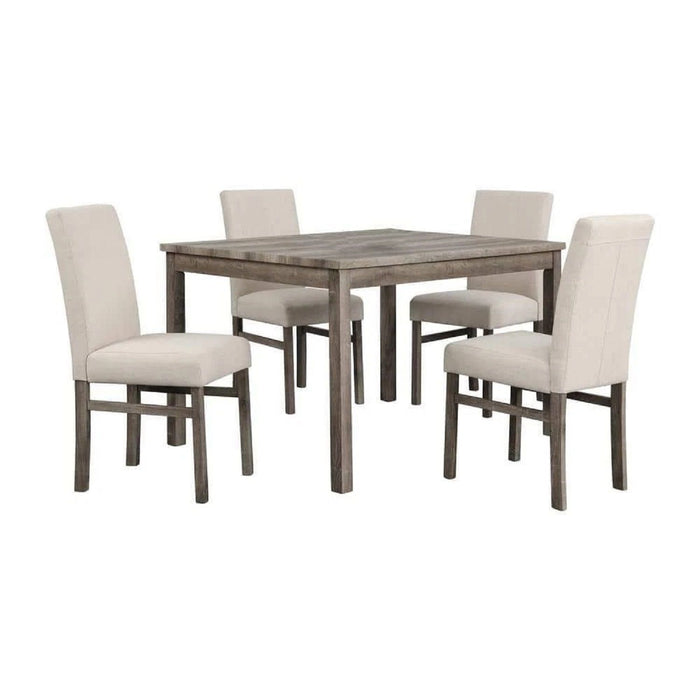 5 Piece Transitional Dining Set With Table And Upholstered Chairs Home Essentials