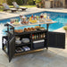 Foldable Outdoor Kitchen Island With Lockable Wheels, Storage Cabinet And Towel Rack For Patio Hearth and Haven