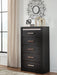 Shoralli - Five Drawer Chest - Black Signature Design by Ashley®