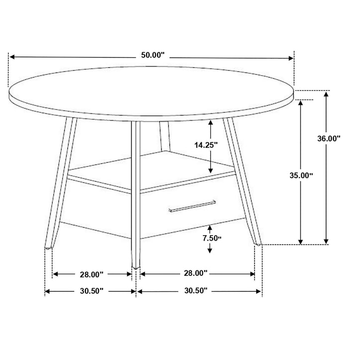 Arunda Yukon - Round Counter Height Dining Table With Pedestal Base And Built In Drawer - Oak Furniture Max