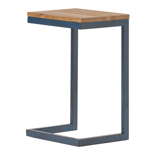 C Shaped End Table With Iron Base And Fir Wood To Noble House