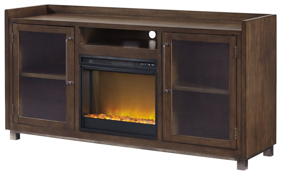 Starmore - 70" TV Stand With Glass/Stone Fireplace Insert - Brown Signature Design by Ashley®