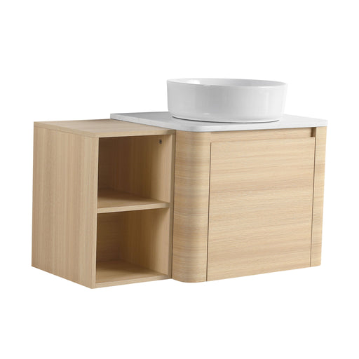 Mounted Bathroom Vanity With Art Sink, Storage Shelves, Soft Close Door Home Essentials