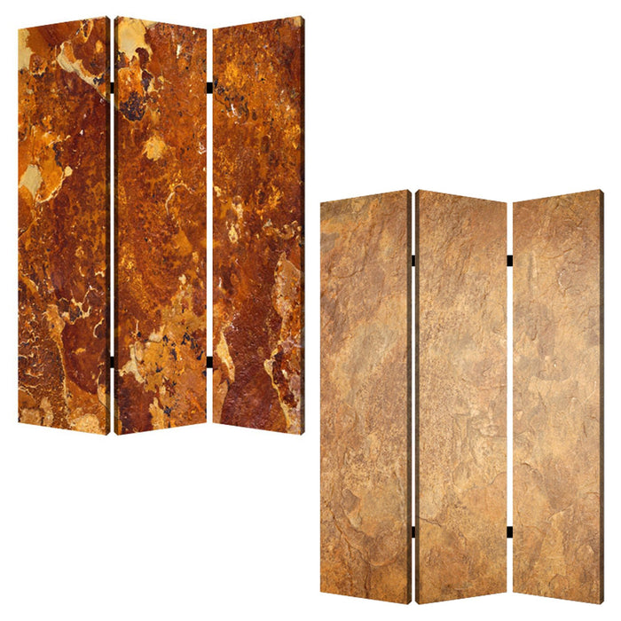 Wood Canvas Brown Marble Screen - Multi Color