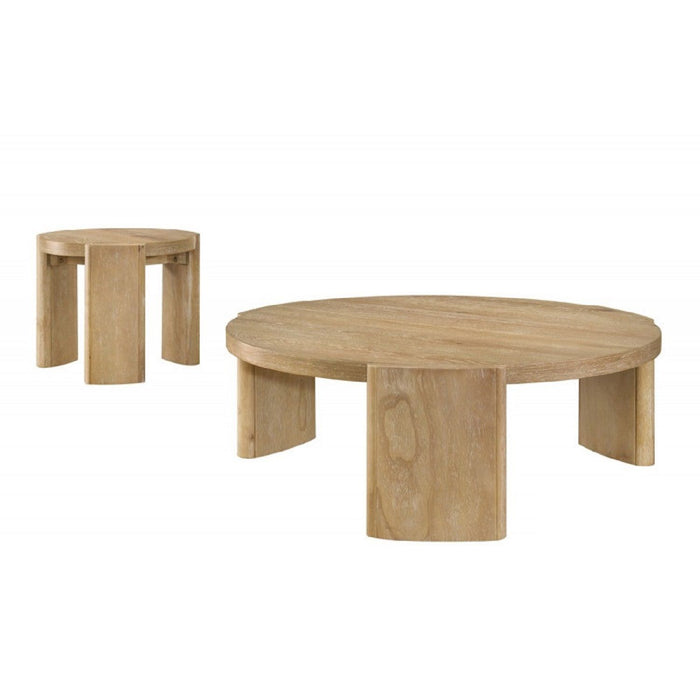 21" Kepler Drift Round End Table, Living Room 1 Piece Sofa Side Table With Curved Legs - Driftwood Home Essentials