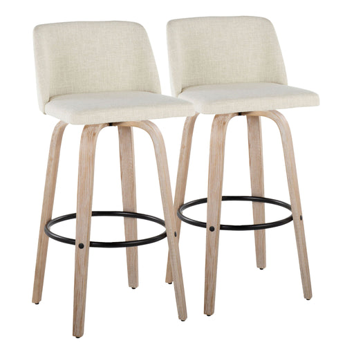 Toriano - Contemporary Fixed Height Barstool Swivel And Round Footrest (Set of 2) Lumi Source