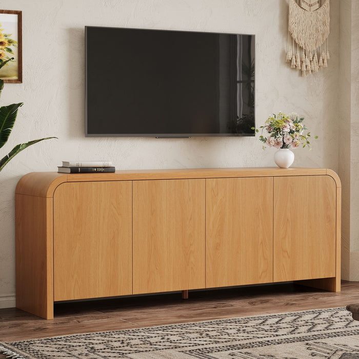 Curved Edge TV Stand With Large Cabinets Hearth and Haven