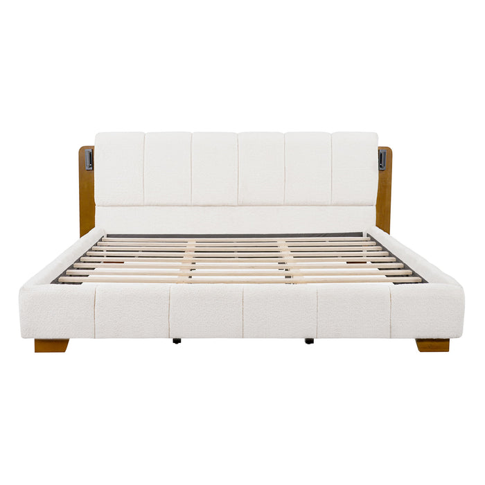 Modern Upholstered Platform Bed Frame With Built-In Reading Lights Artistry At Home