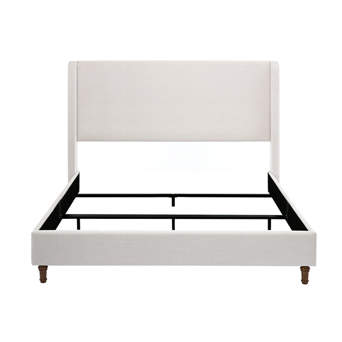 Hayden - King Size Upholstered Wingback Bed With And Tall 54" Headboard - Ivory House & Home Furniture