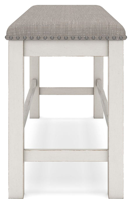 Robbinsdale - Dbl Counter Height Upholstered Dining Bench - Antique White Signature Design by Ashley®