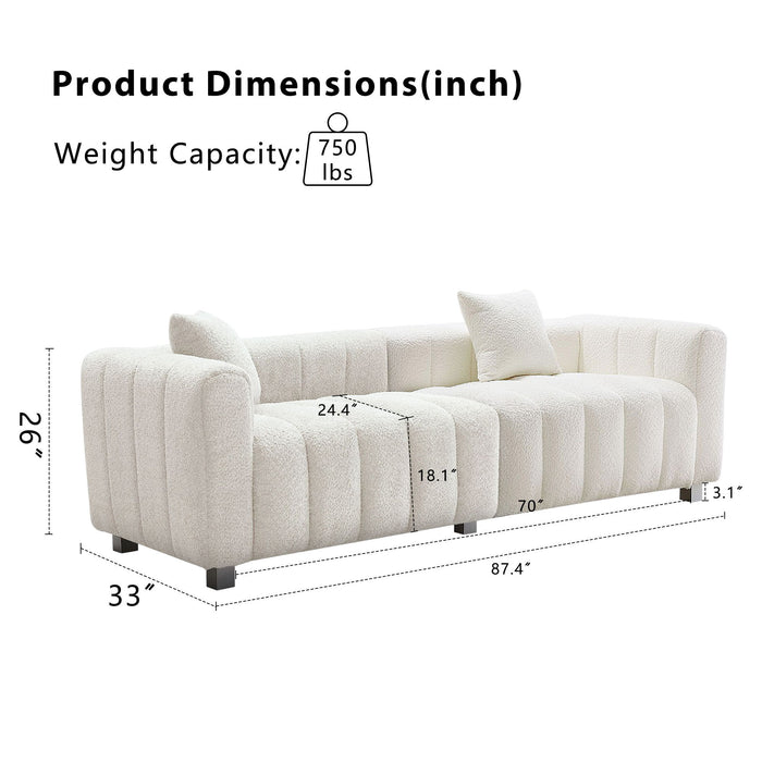 Modern 3 Seater Sofa With 2 Pillows