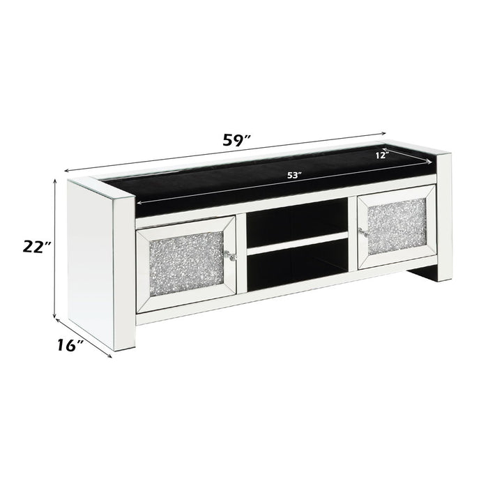Noralie - 59" Bench With Storage - Mirrored & Faux Diamonds ACME