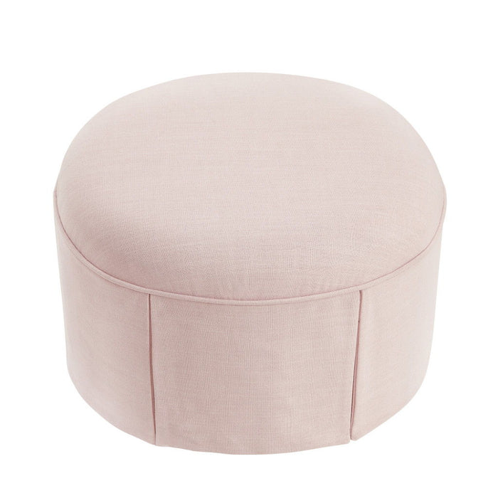 Linen Oval Ottoman - Light Pink