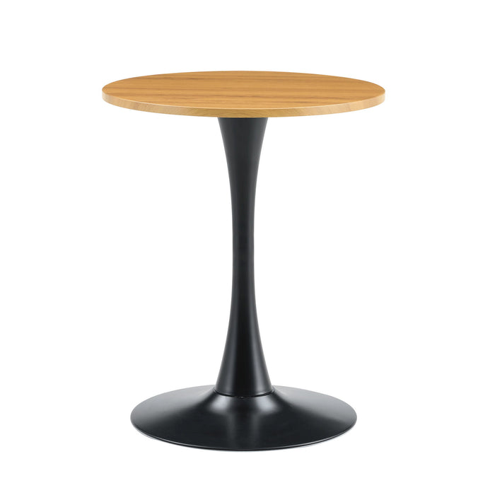 Round Dining Table With Faux Wood Top And Metal Pedestal, 23.6" Circle Table For Kitchen, Living Room, Small Spaces Home Essentials