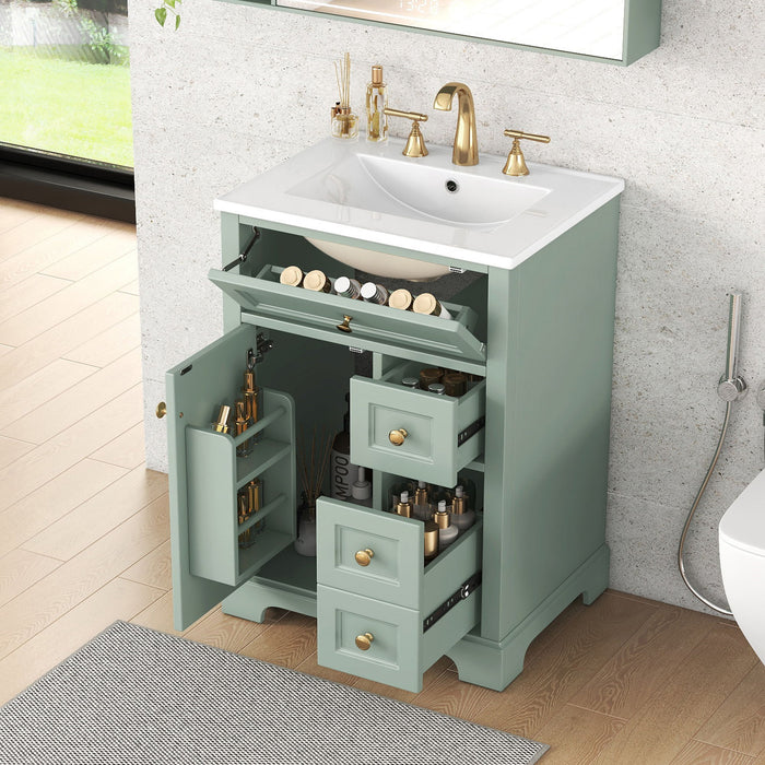 Modern Bathroom Vanity With Sink, 3 Drawers & Cabinet With 2 Tier Door Storage Hearth and Haven