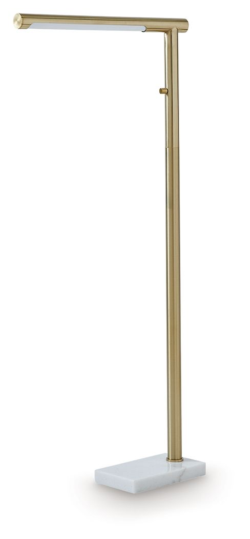 Santiford - Metal Floor Lamp - Gold Finish / White Signature Design by Ashley®