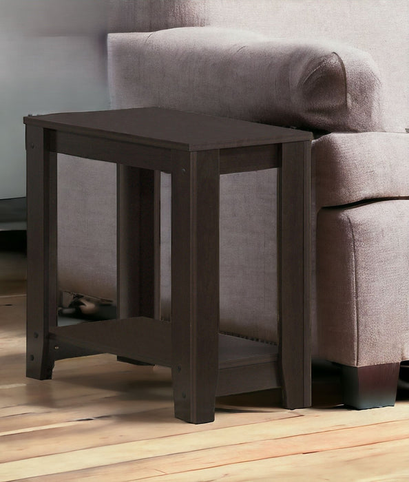 Wood End Table With Shelf - Dark Brown