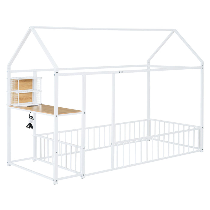 House Frame With Desk, Shelves, Power Outlets And USB Ports