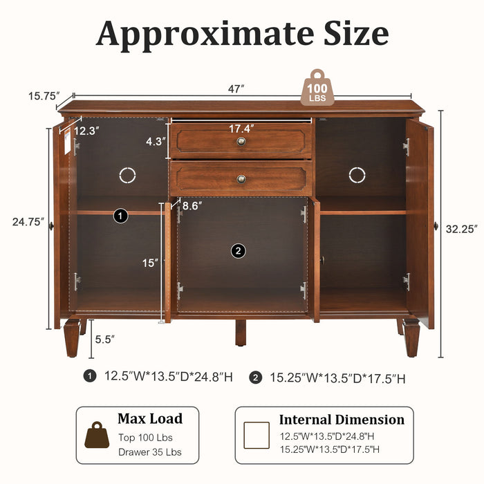 Sideboard Buffet Cabinet With 4 Doors And 2 Drawers, Console For Kitchen Home Essentials