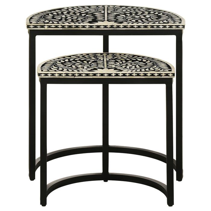 Allura - 2 Piece Demilune Nesting Table Set - Black Furniture Max