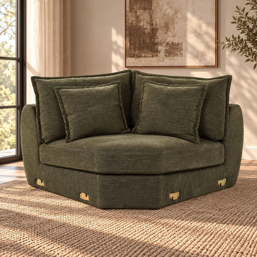 Leighton - Modular Wedge With 4 Pillows - Green Chenille ACME