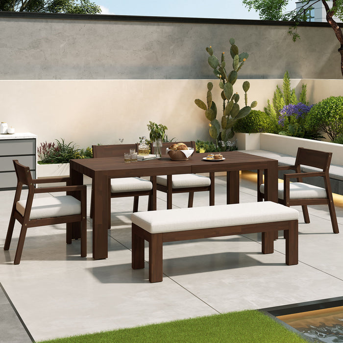 Outdoor Dining Set Rectangular Table With Umbrella Hole Hearth and Haven