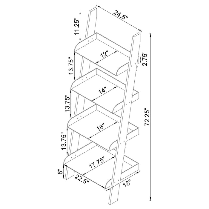 Cimarron - Ladder Bookcase With 4 Shelves - Clear Furniture Max