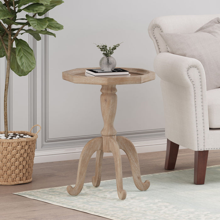 French Country Accent Table With Spider Leg Design - Natural / White Noble House