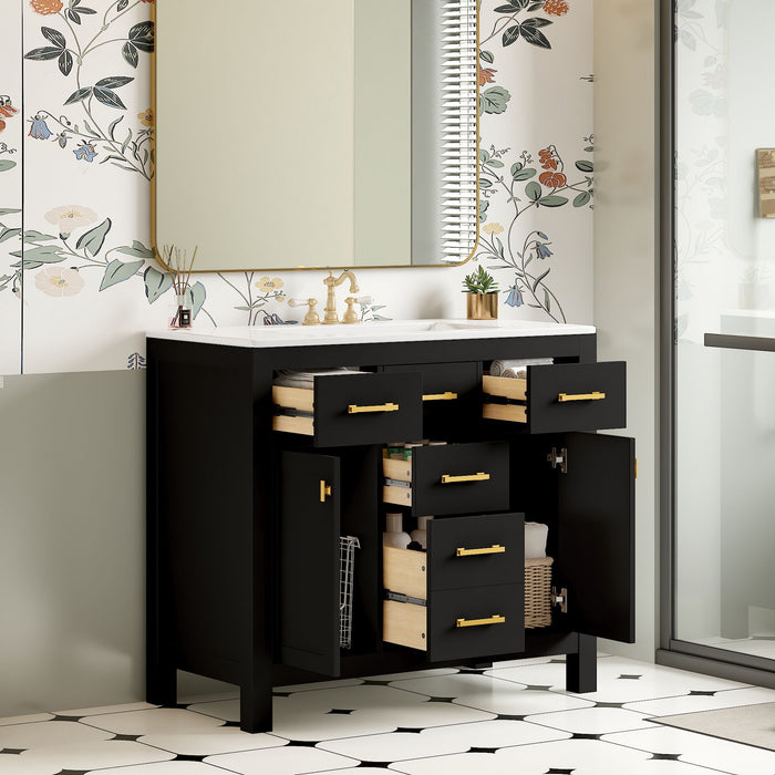 Bathroom Vanity With Sink Combo Set, Modern Bathroom Cabinet With 4 Drawers