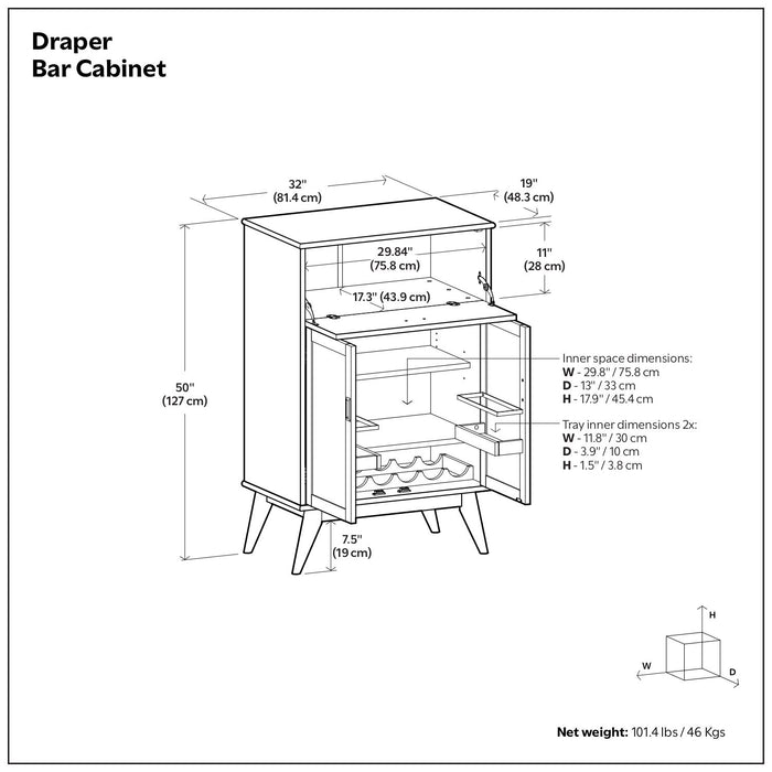 Draper - Mid Century Bar Cabinet Simpli-Home