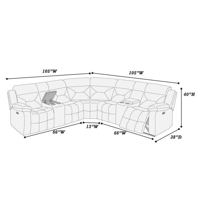 Power Reclining Sectional Set With Console Cup Holders Home Essentials