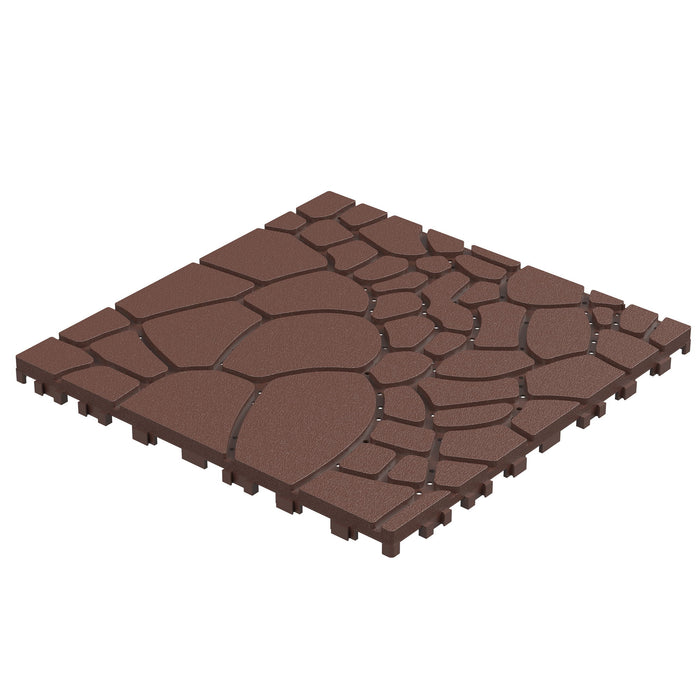 Stone Texture Patio Deck Tiles, 44 Pieces Daily Nest
