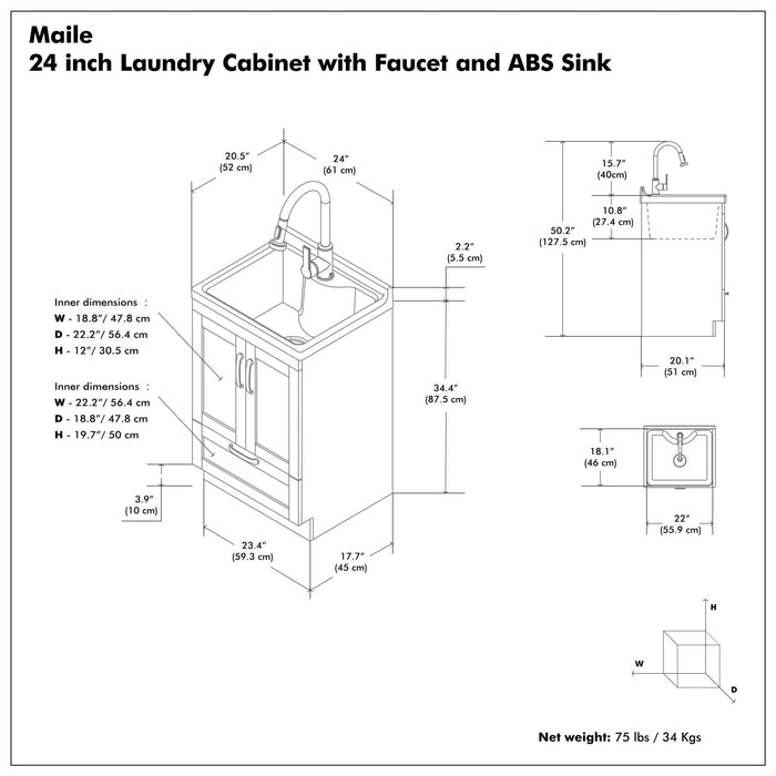 Maile - All-In-One Laundry Utility Sink And Cabinet Simpli-Home