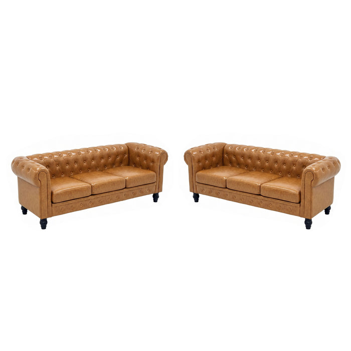 2 Piece Sofa Set With Rolled Armrests Home Essentials