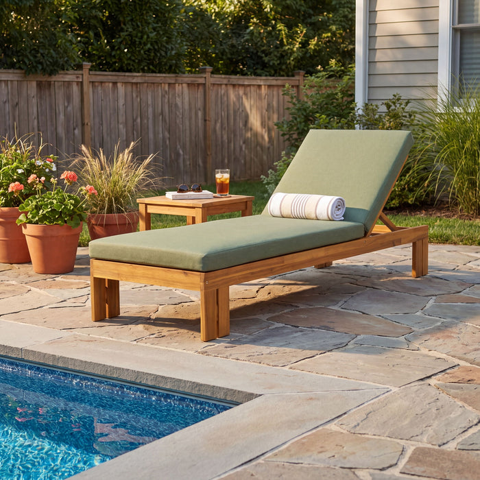 Outdoor Chaise Lounge With 5 Position Adjustable Backrest Noble House