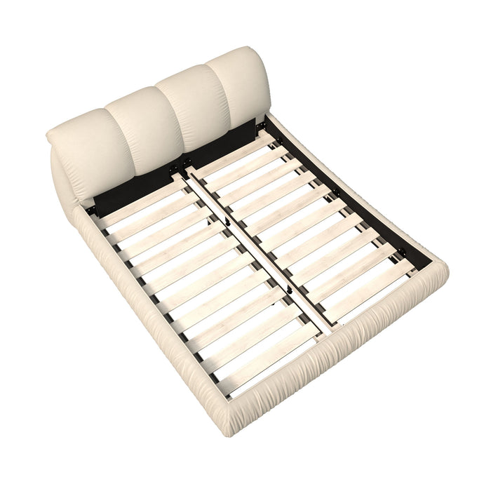 Luxury Upholstered Platform Bed With Oversized Padded Backrest And Solid Wood Frame Home Essentials