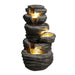 Outdoor Waterfall Fountain With LED Lights For Patio - Gray Daily Nest