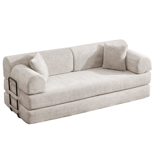Modern 2 Tone Fabric Convertible Sleeper Sofa Bed Home Essentials