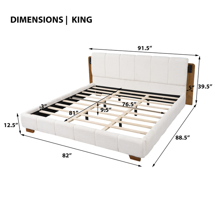 Modern Upholstered Platform Bed Frame With Built-In Reading Lights Artistry At Home