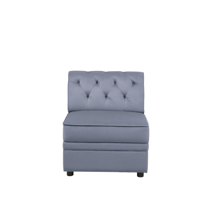 Bois II - Modular Armless Chair - Gray Velvet