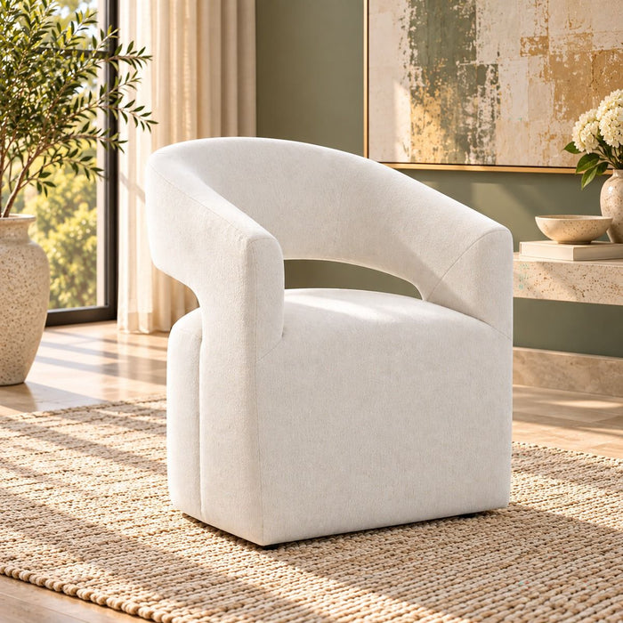 Libni - Arm Chair With Casters - Cream Linen ACME